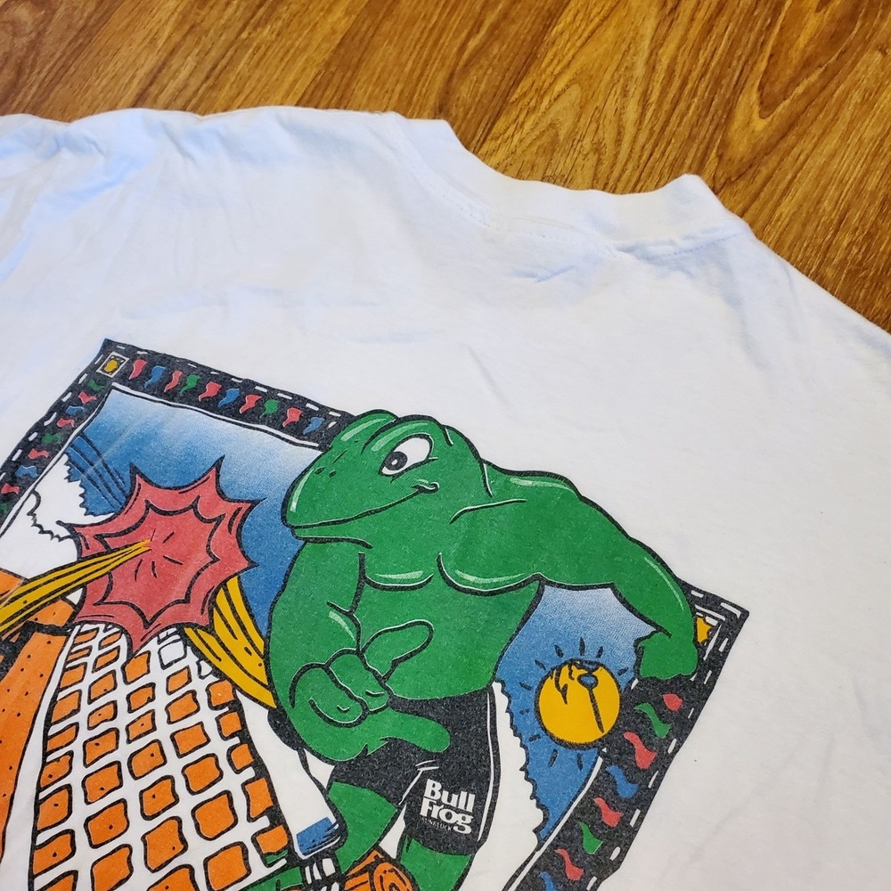 Vintage 90s Bull Frog Sunblock Shirt Men‎ XL White Amphibian Assault Volleyball